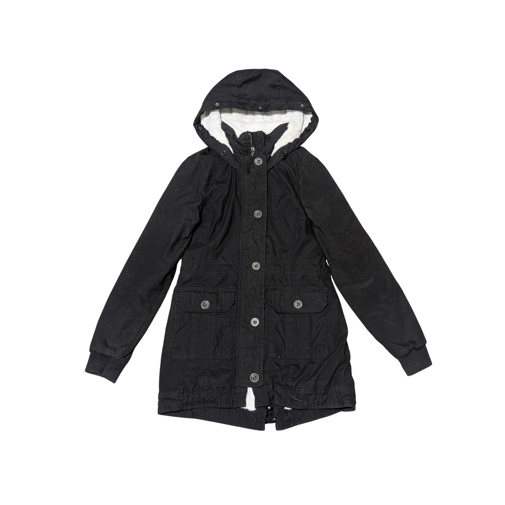 Hollister Parka Women XS Faux Fur Lined Hooded Utility Jacket Fishtail Coat